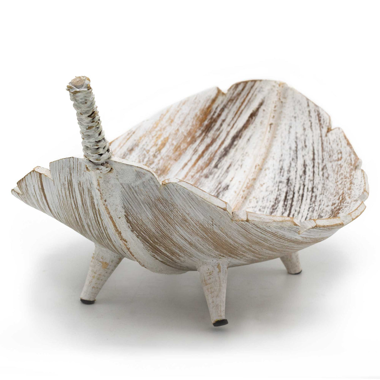 Coconut Leaf Large Fruit Bowl - Whitewash