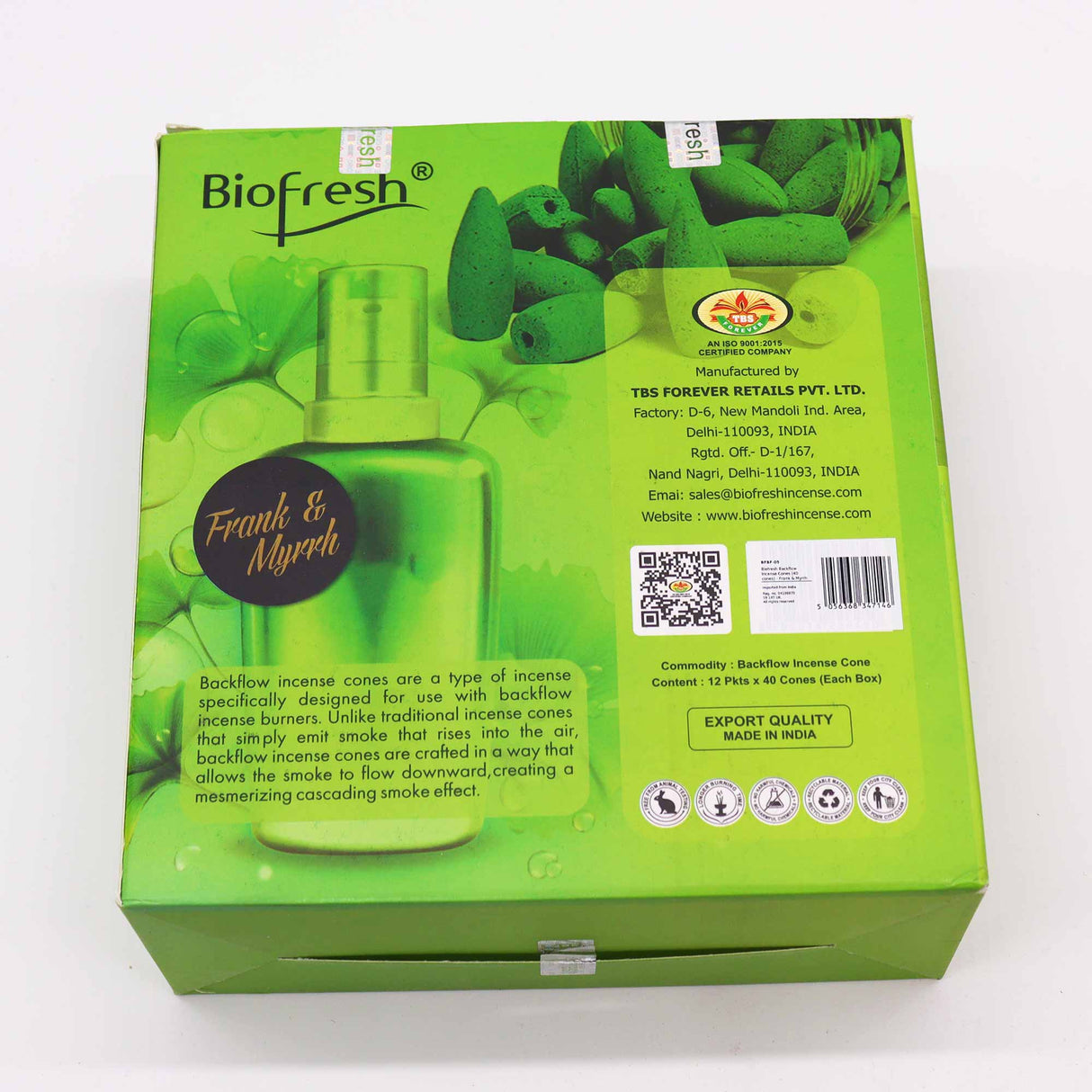 Cones de Incenso de Fluxo Reverso Olíbano e Mirra Pack de 40