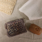 Soapstone Soap Dish With Drainer – Square 11x8cm