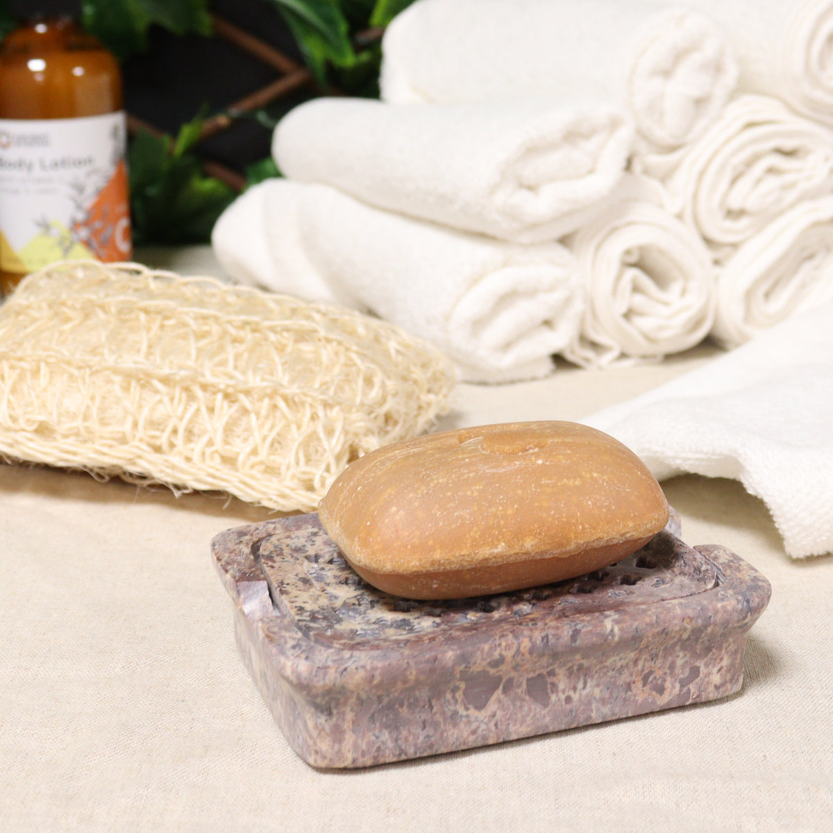 Soapstone Soap Dish With Drainer – Square 11x8cm
