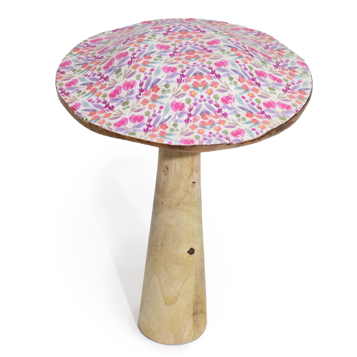 Enchanting Floral Wooden Mushroom Decor - Handcrafted Rustic Accent for Home & Garden