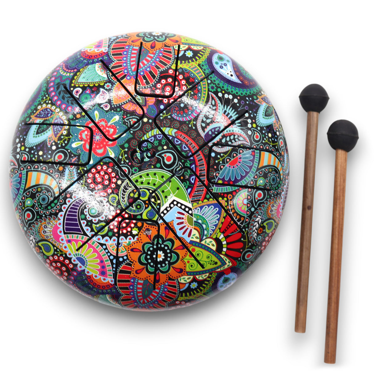 Vibrant Multi-Colored Hapi Steel Tongue Drum - 18cm with Mallets | Artistic Musical Instrument & Decorative Piece