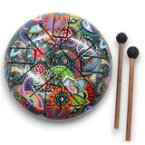 Vibrant Multi-Colored Hapi Steel Tongue Drum - 18cm with Mallets | Artistic Musical Instrument & Decorative Piece