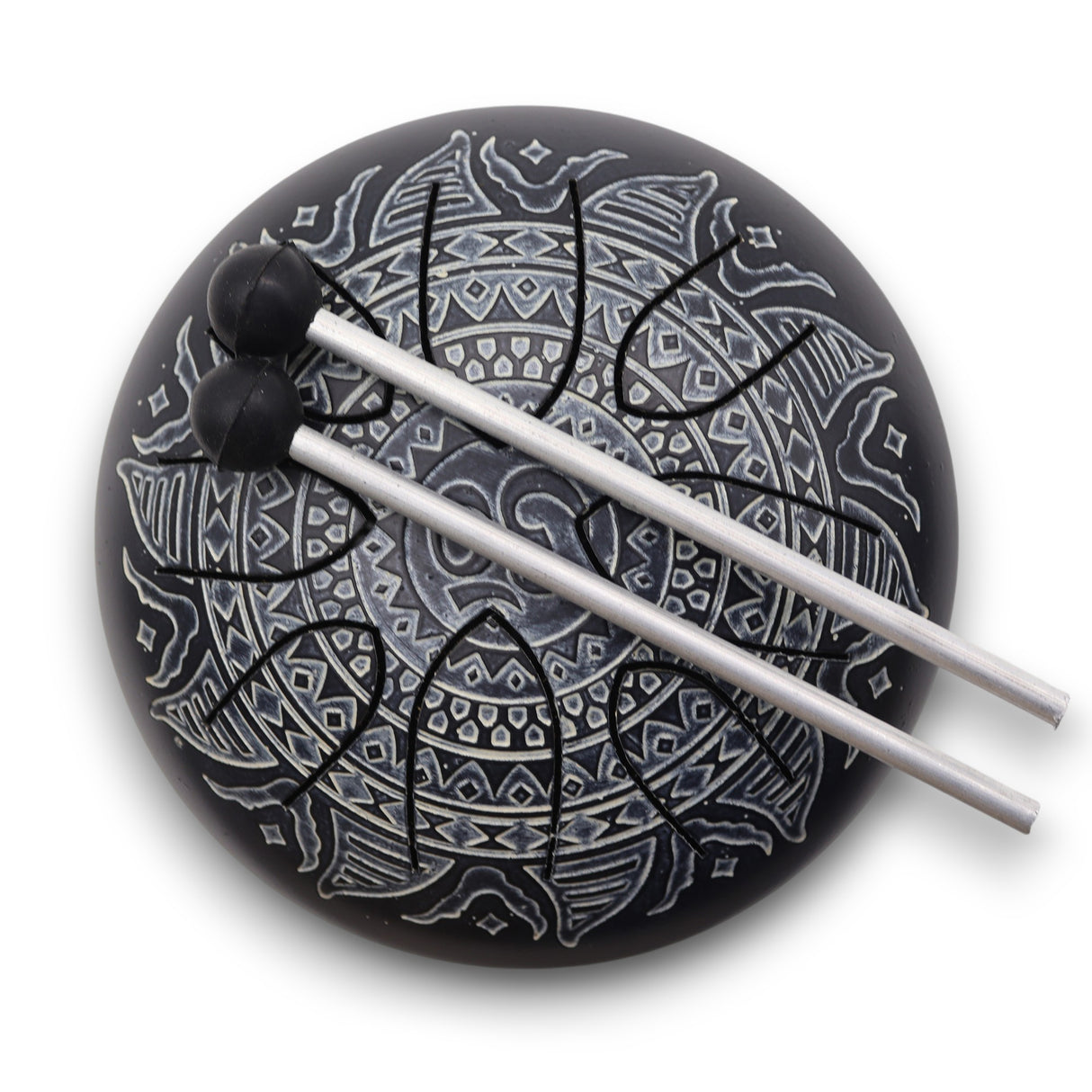 16cm Hapi Drum Om Mandala Engraved Handpan - Decorative Tongue Drum with Mallets for Melodic and Rhythmic Sounds