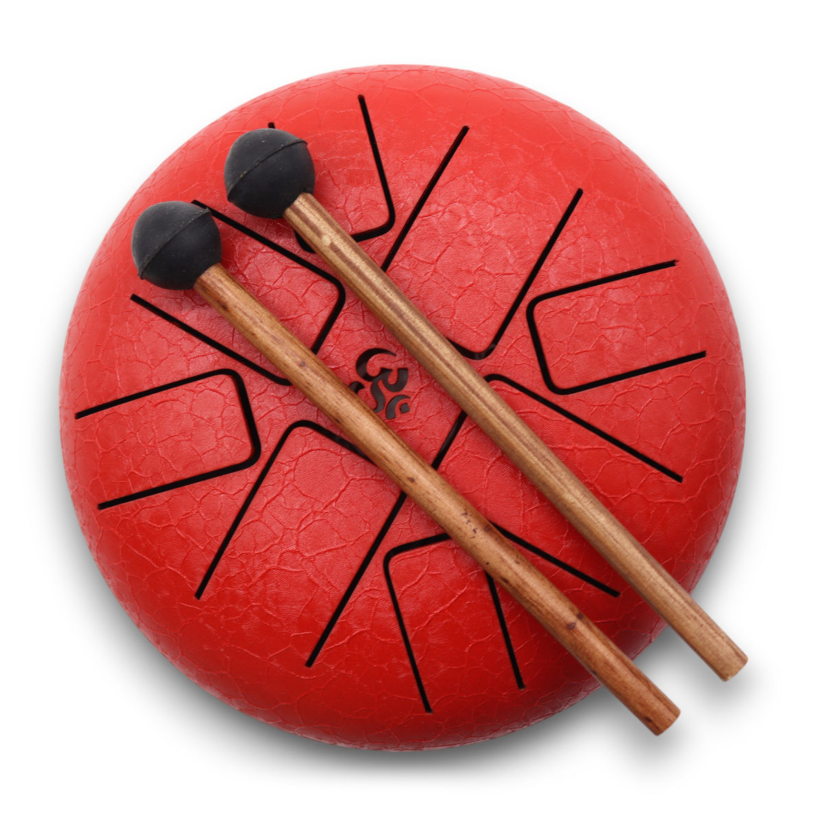 Red Hapi Drum Om 16cm - Steel Tongue Drum for Meditation & Relaxation with Mallets