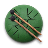 Green Hapi Drum Om - 16cm Steel Tongue Drum with Mallets for Meditation and Relaxation