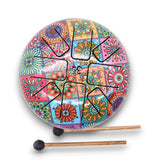 Vibrant Hand-Painted Steel Tongue Drum - 17x13cm Multi-Colored Hapi Drum with Mallets