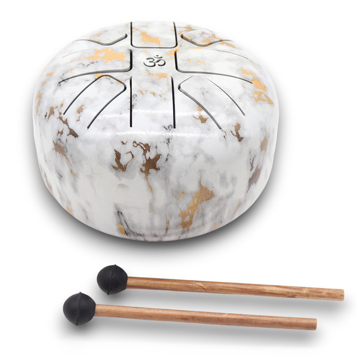 Med Hapi Drum Marble 17x13cm - Premium Tongue Drum with Gold Accents & Mallets