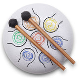 7 Chakra Steel Tongue Drum - Med Hapi 17x13cm with Wooden Mallets for Meditation & Relaxation