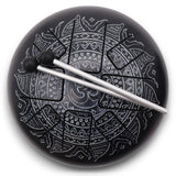 Med Hapi Drum Om Mandala Engraved Steel Tongue Drum - 22x15cm | Black Meditation Instrument with Mallets for Relaxation & Musical Performance