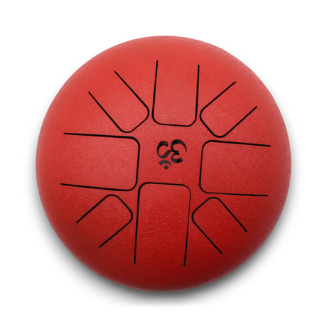 Med Hapi Drum Om Red - 22x16cm Steel Tongue Drum with Mallets - Textured Surface & Circular Tongue Design