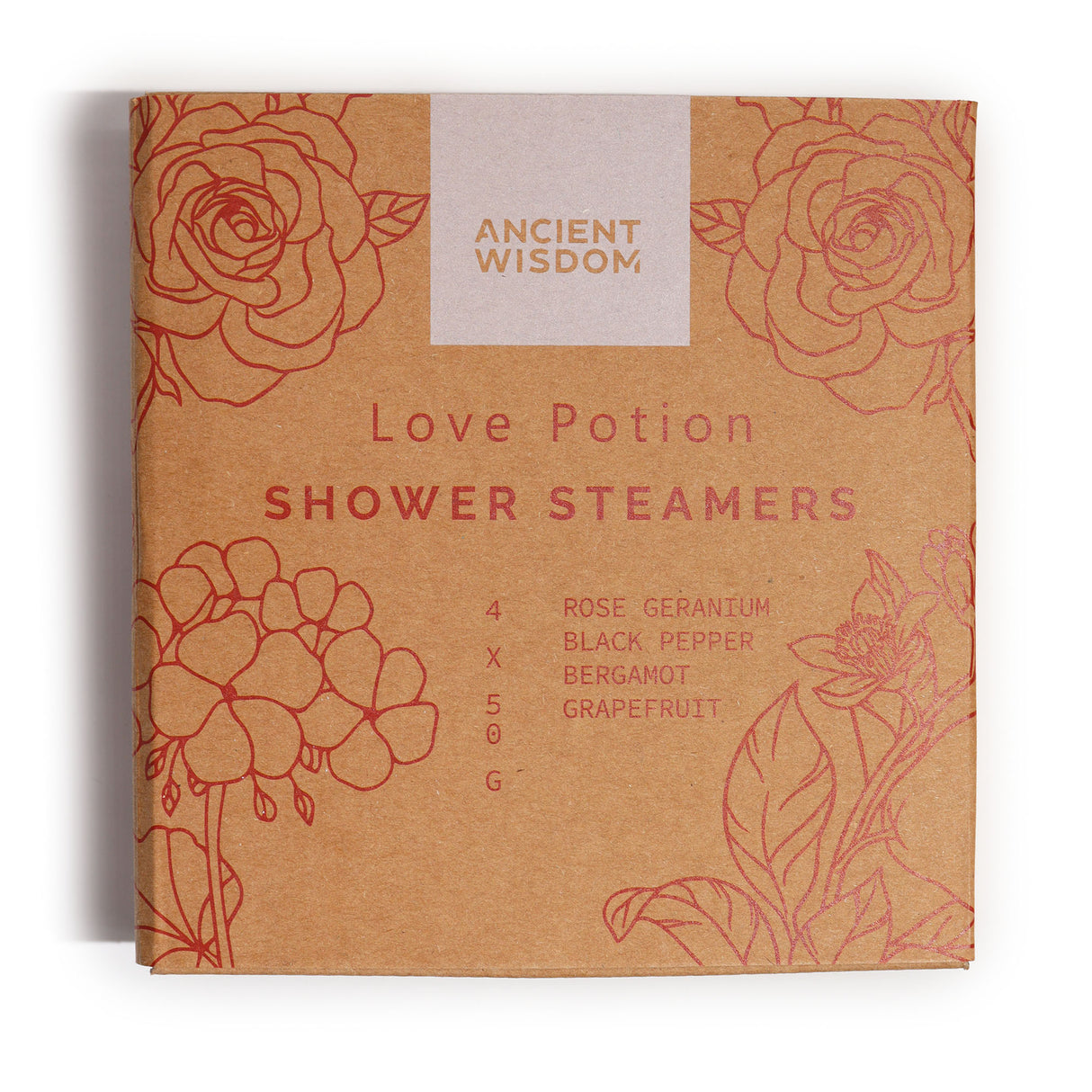 Love Potion Shower Steamers Gift Set - 4 Vegan-Friendly Aromatherapy Steamers with All-Natural Essential Oils - Made in Sheffield, UK