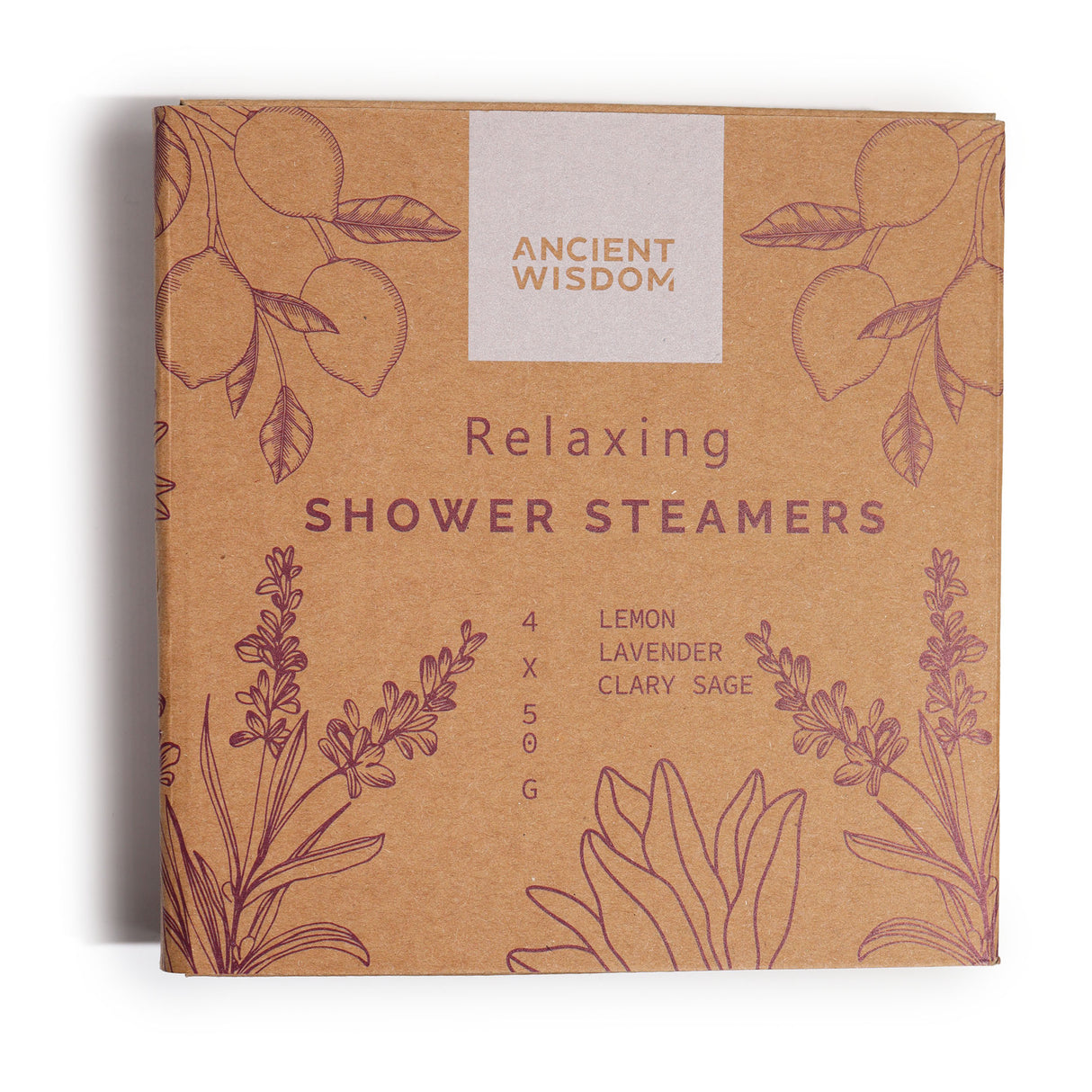 Relaxing Shower Steamers Gift Set - Made in Sheffield, UK | Vegan, Cruelty-Free, All-Natural Essential Oils | Calming Clary Sage, Lemon, Lavender Aroma | Set of 4 by Ancient Wisdom