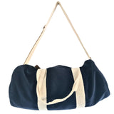 Navy Blue Duffel Gym Bag with Adjustable Strap and Light-Colored Handles - Perfect for Travel and Fitness