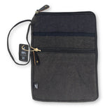 Stonewash Charcoal Tablet Pouch - Slim, Portable, and Stylish Cotton Organizer with Quick Access Design and Extra Side Pocket