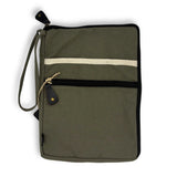 Olive Canvas Travel Laptop Pouch with Quick Access Design and Extra Storage