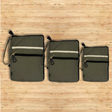 Olive Canvas Large Laptop Pouch with Quick Access Design and Extra Side Pocket