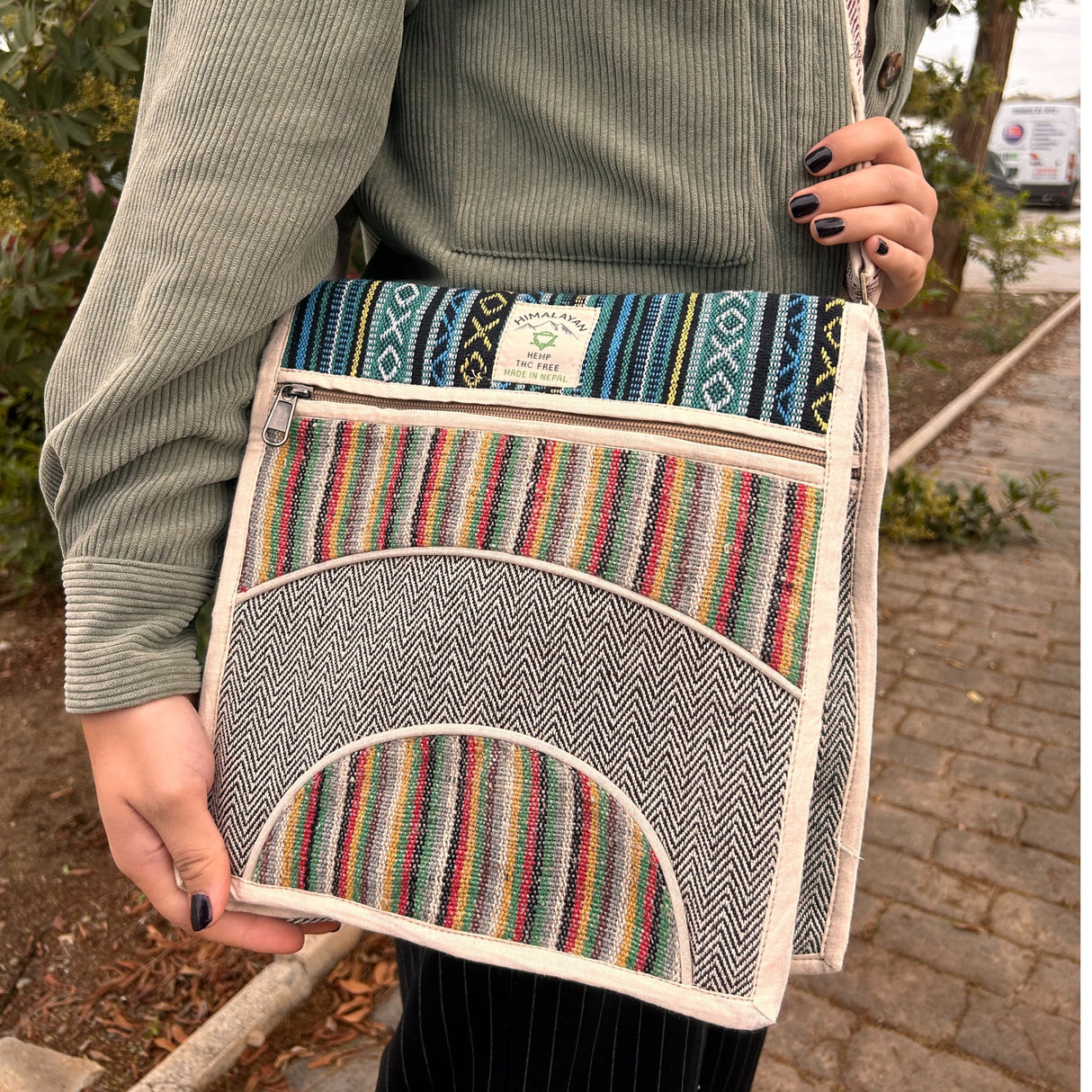 Torba Na Laptopa Konopna Listonoszka Paski Boho Nepal