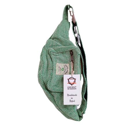 Eco-Friendly Cotton Hemp Fanny Pack - Sage Green, Handmade in Nepal by Himalayan Hemp