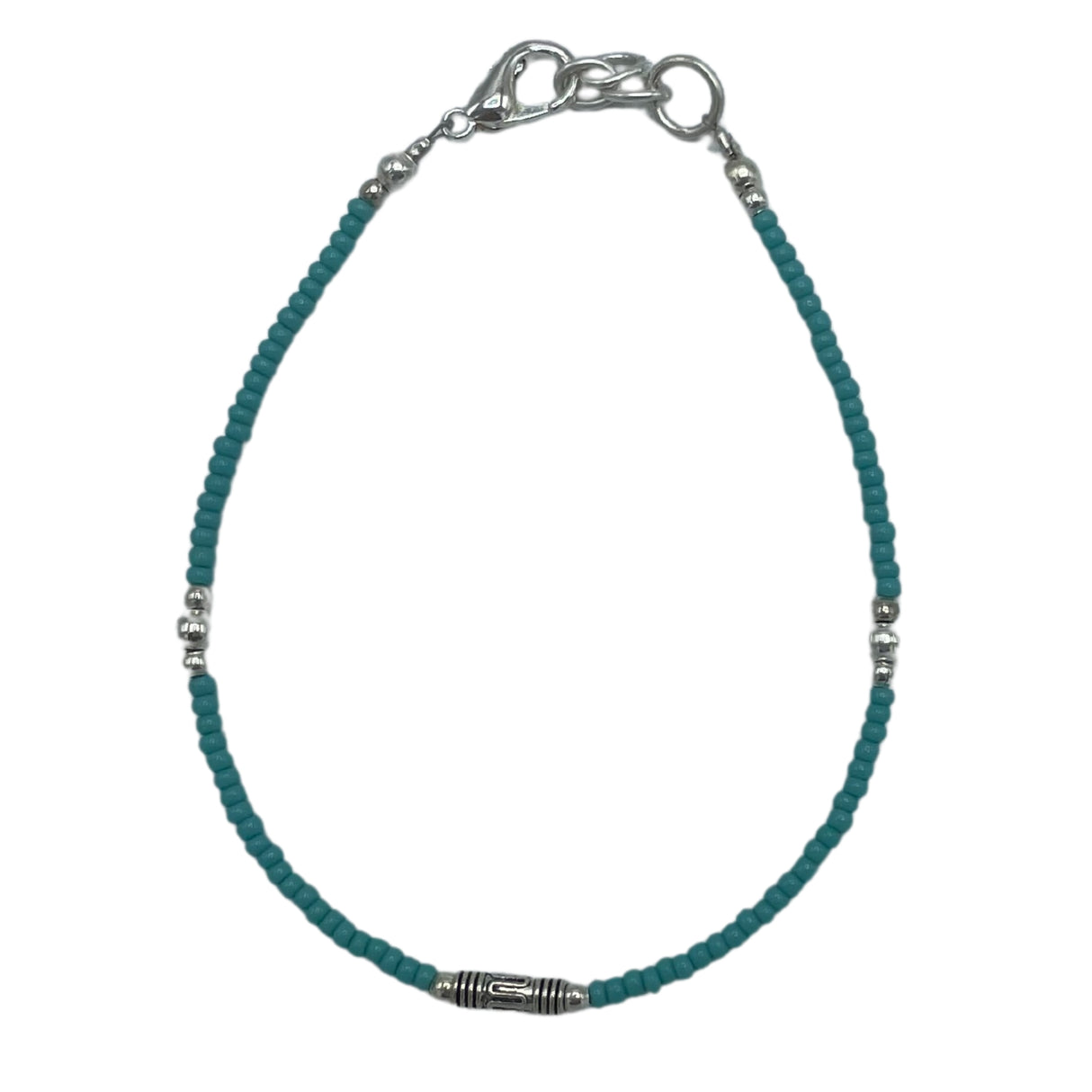 Handcrafted Nepalese Turquoise & Teardrop Gem Bracelet with Silver Accents for Healing & Balance