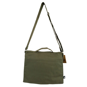 Cotton Canvas Laptop Messenger Bag - Olive