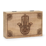 Rektangulär ask Hamsa svart graverad 21,5x14x6,3cm