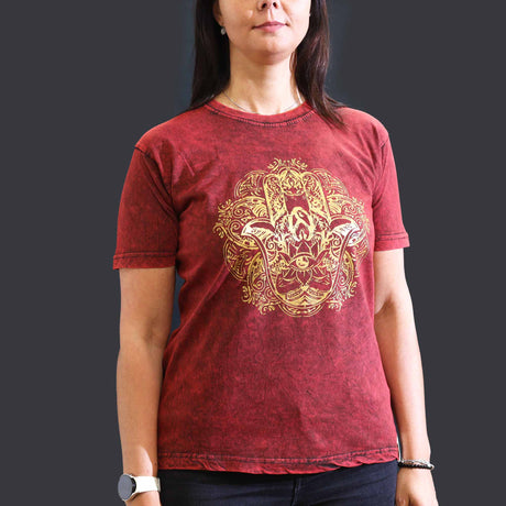 T-shirt Hamsa Stone Washed Bordô Média