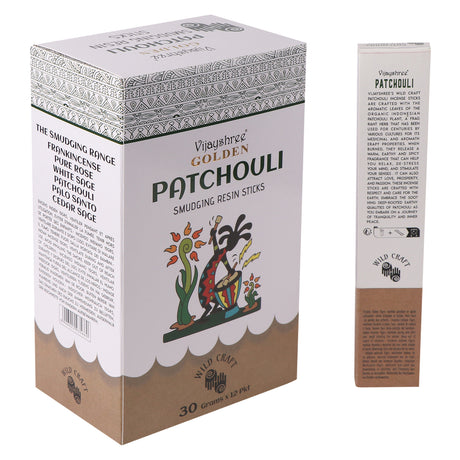Patschuli Räucherharz Stäbchen Gold – 30g