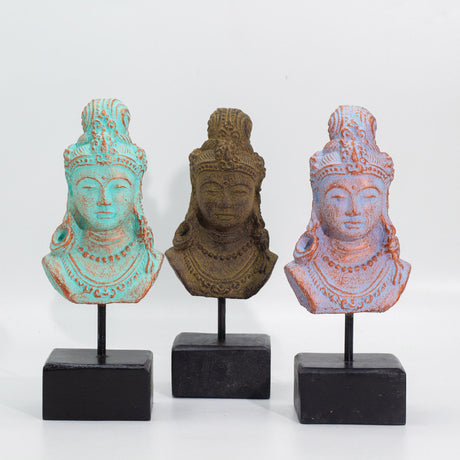 Escultura princesa javanesa, cobre verde antiguo en soporte