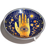 Hamsa Offering Plate Midnight Blue Enameled Three-Legged