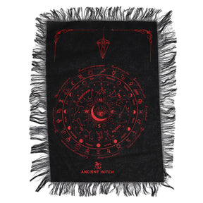 Ældgammel Heks Pendul Divinationsklæde - Det Altseende Øje - Sort & Blodrød