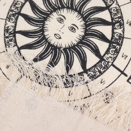 Antike Hexen-Pendeltafel - Sonnenmotiv - Naturfarben & Schwarz