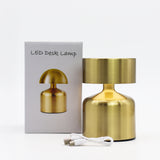 Bronze Mushroom Touch Table Lamp, USB-C Rechargeable