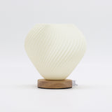 USB Dimmable Spiral Bedside Lamp with Wood Base