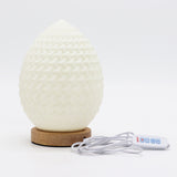USB Teardrop Bedside Lamp, 3-Level Dimmable, Wood Base