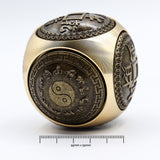 Antique Brass Feng Shui Wealth Dice, Large Rounded