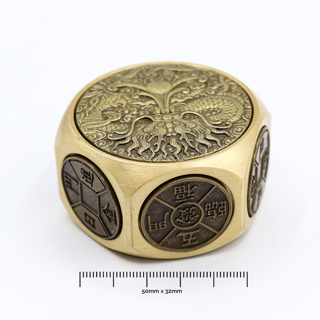 Dés dragon Feng Shui en laiton – talisman de prospérité