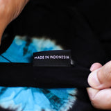 Japanse Shibori Tie-Dye Wijde Loungebroek, Zwart/Aqua