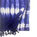 Indigo shibori-inspirert lett skjerf med frynser