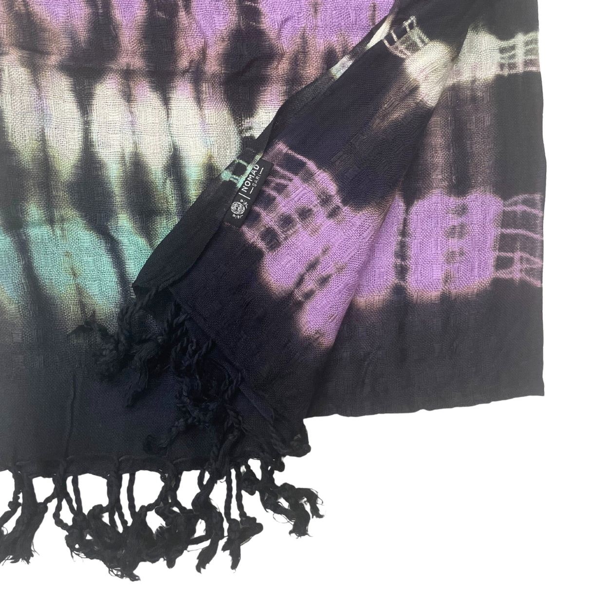 Boho szal z lnu i wiskozy w paski, 62x200 cm, styl indonezyjski