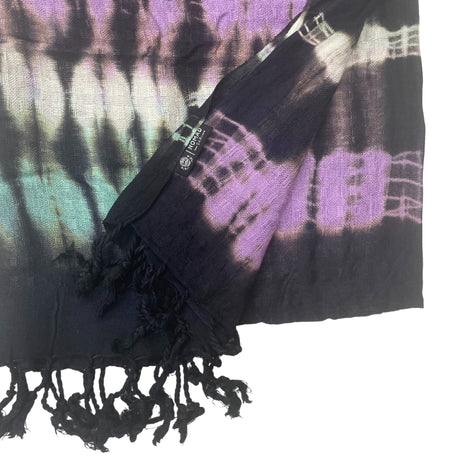 Boho indonéz csíkos len-rayon sál, 62x200 cm