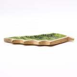 Tigela de Serviço com Folha Esmaltada Verde em Madeira de Manga 33×17cm