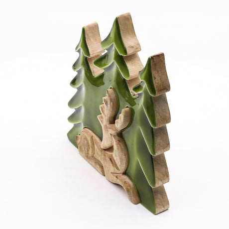 Erdő Szarvas 3D Mangófa Dísz 23x20cm