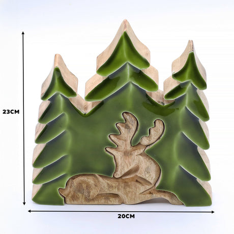 Erdő Szarvas 3D Mangófa Dísz 23x20cm