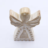 Whitewashed Hand-Carved Mango Wood Angel Figurine