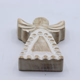 Whitewashed Hand-Carved Mango Wood Angel Figurine
