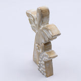 Whitewashed Hand-Carved Mango Wood Double Angel Figurine — Pack of 6