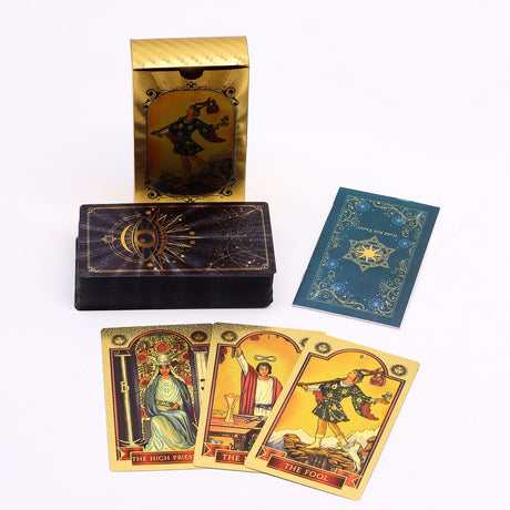 Kék-arany fólia Rider-Waite 78 lapos tarot pakli útmutatóval