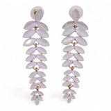 Vintage Pearl White Glass Petal Long Drop Earrings