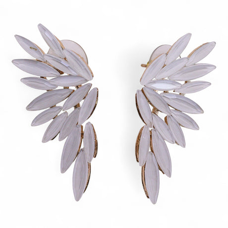 Angel Wing Iridescent Opal Glass Stud Earrings